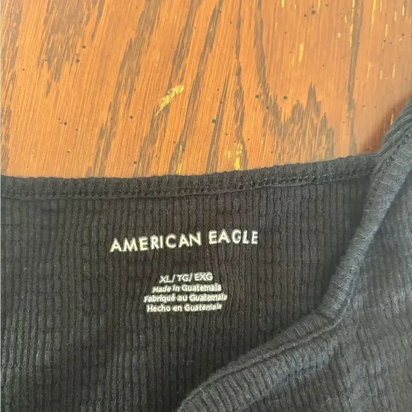 American Eagle Outfitters Ribbed Ruched Tank Top Black Size XL - Image 5