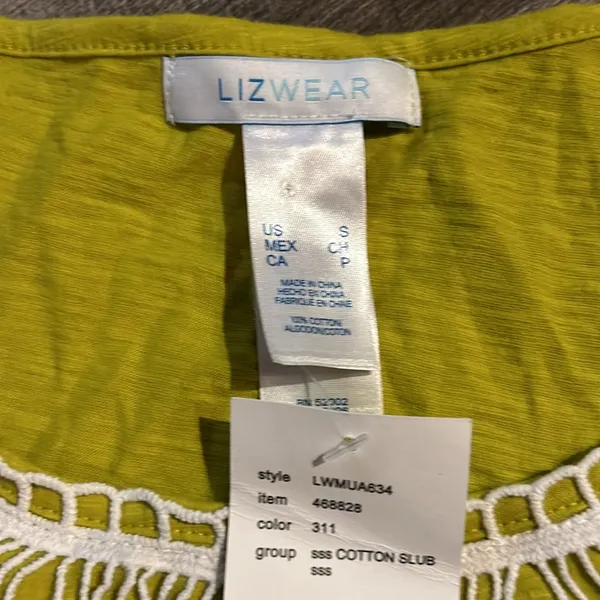 2 NWT Lizwear Lace Neck Tank Tops‎ Green and Orange Size Small - Image 3