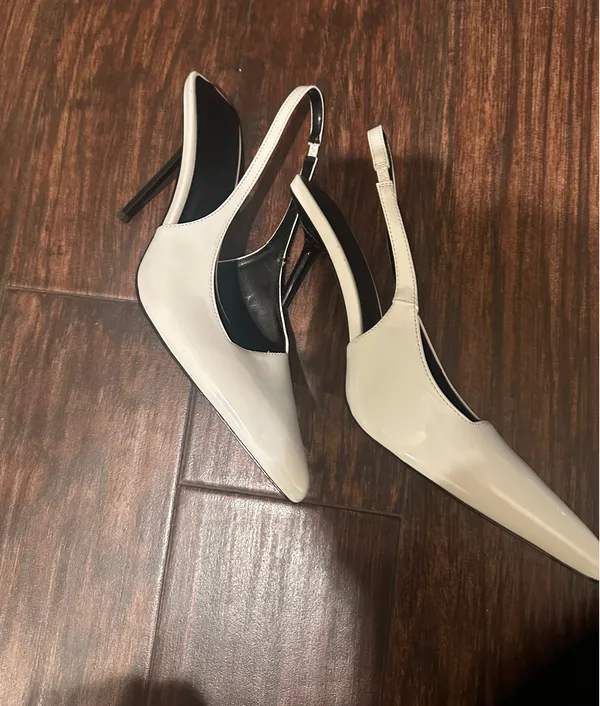 Amazon Stiletto Leather Closed Toe White Patent High Heels size 10 - Image 3