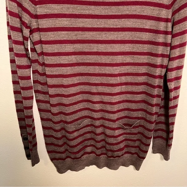 Loft‎ Boatneck Tunic Sweater Brown PInk Stripes - Image 3