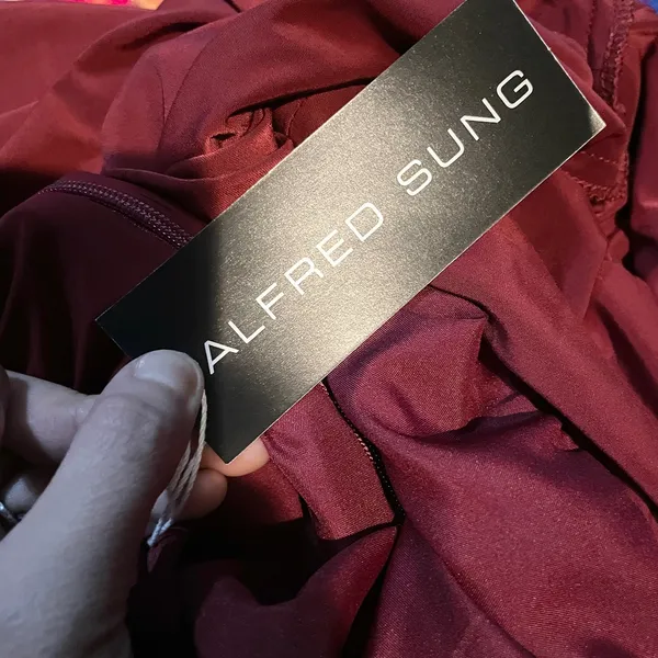 Alfred Sung Jersey‎ Mikado Gown Dress Womens 4 Burgundy Formal Holiday Gala - Image 12