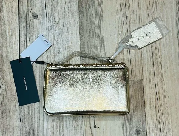 NWT Nicole Miller Clutch gold sequin crossbody purse - Image 3