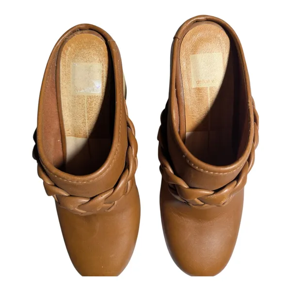 Dolce Vita Hila Cognac Brown Leather Braided Band Wooden Heel Boho Clogs Sz 8.5 - Image 5
