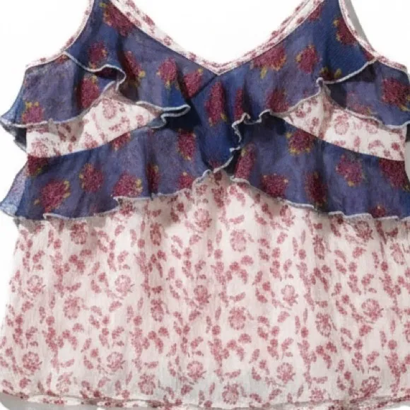 Free People All Things Sheer floral camisole tiered tank top In size L - Image 11