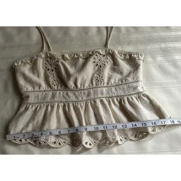 Zara Embroidered Peplum Top Beige/ Cream Size S New with Tags Women’s - Image 10