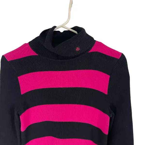 Lauren Ralph Lauren Size Medium Emo Preppy Y2k Striped‎ Turtle Neck Sweater - Image 2