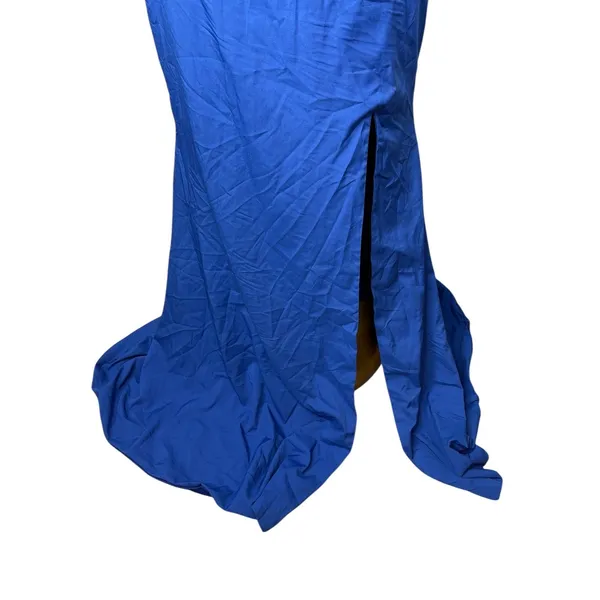 RYANTH One Shoulder Gown Womens Royal Blue 8 NWT Formal Lace Up‎ Back Side Slit - Image 9