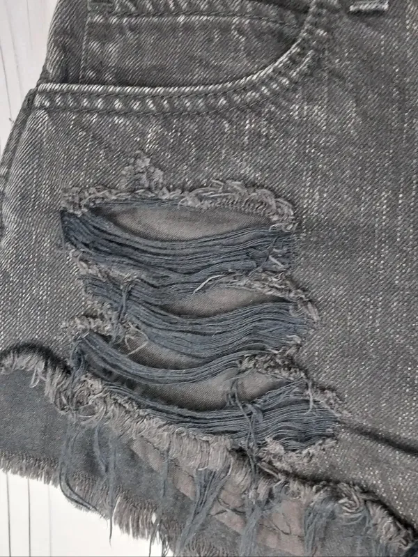 Abercrombie & Fitch Distressed Frayed Hem Cutoff Grunge 90's Punk Denim Shorts - Image 3