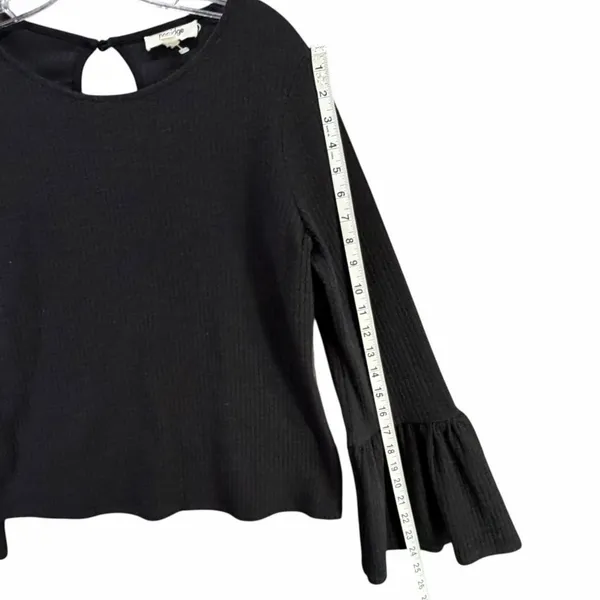 Anthropologie Porridge Joan Bell Sleeved Top Womens M Black Ribbed Boho‎ Chic - Image 10