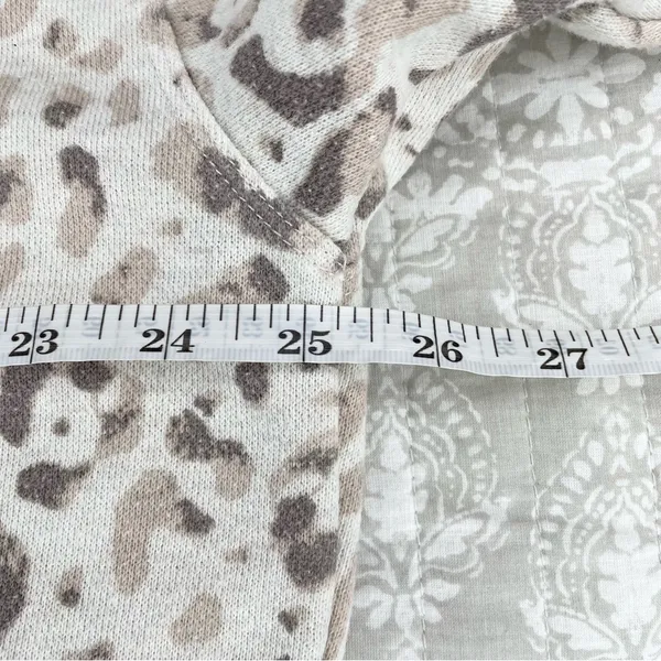 Grey Tan Leopard Print Oversized Quarter Zip Pullover Sweatshirt Small - Image 7