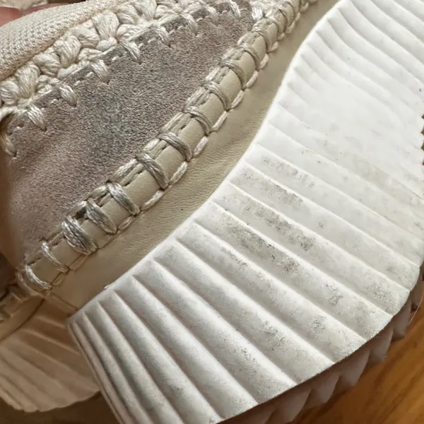 Dolce Vita Dolen Woven Crochet Platform Sneakers Cream Ivory Suede 6 - Image 5