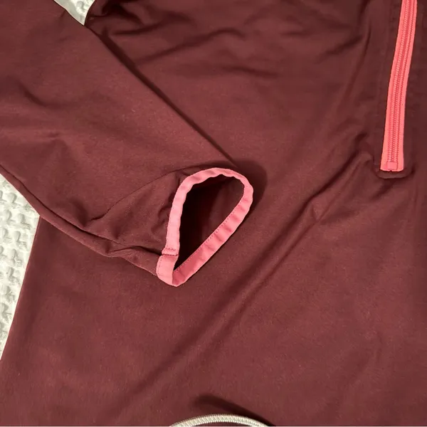 PINK Victoria's Secret Maroon Zip Pullover with Pink Accents - Image 5