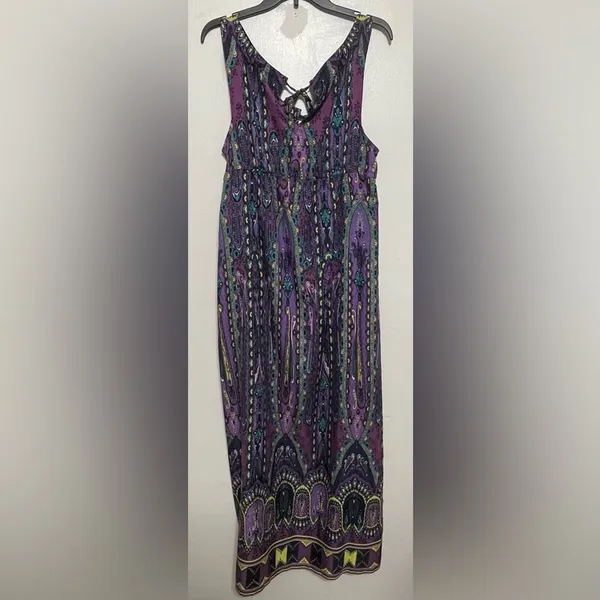 ECI Purple Floral Paisley Maxi Dress Size 12 Sleeveless - Image 13