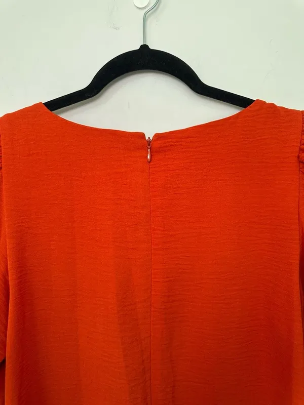 Harper Rose Orange Long Balloon Sleeve Shift Dress with Ruffle Hem Size 8 - Image 3