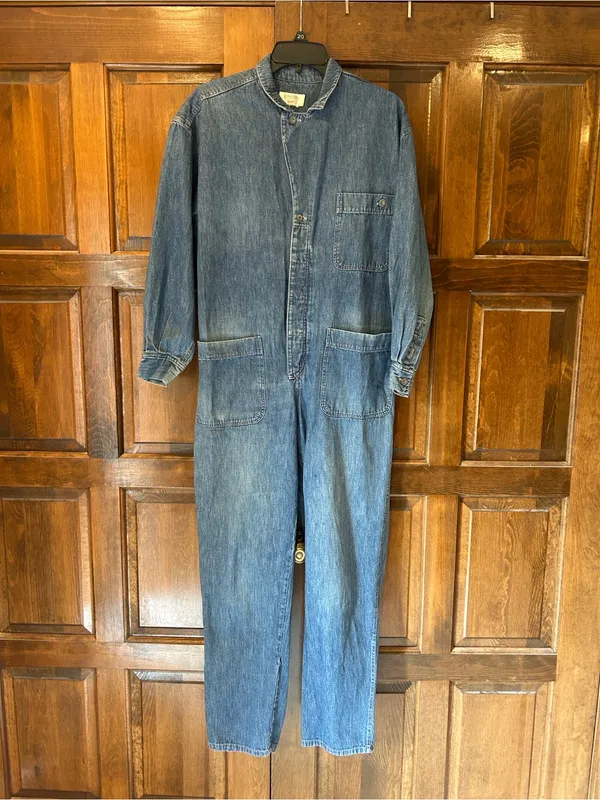VTG 80s 90s Calvin Klein Sport Denim Jumpsuit Boiler Suit Womens Large Unisex M - Image 2