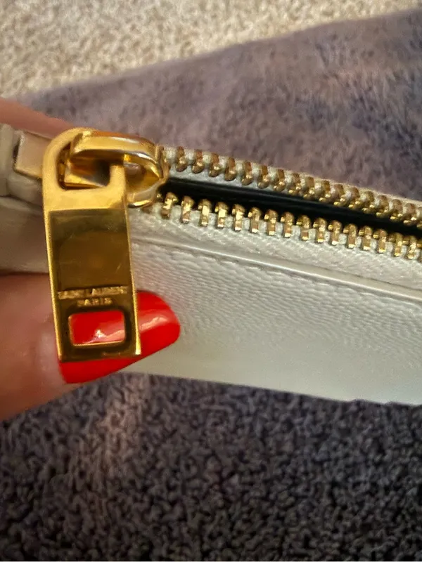 Ysl Cassandre Matelassé Fragments Card Case In Grain De Poudre Leather White Coa - Image 7
