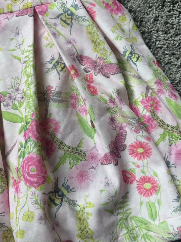 Sugar Thrillz Don’t Bug Me Pink and Green Floral Mini Dress with White Collar - Image 3