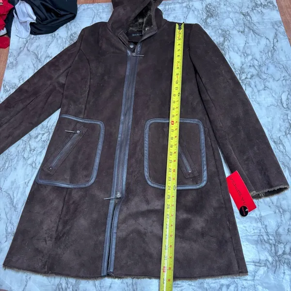 Via Spiga Deadstock 90s Y2K vintage brown espresso Long Coat size small NWT new - Image 4