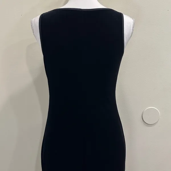 Y2K 90s My Michelle Black Velvet Maxi Dress Sleeveless Boat Neck S Goth Witchy - Image 4