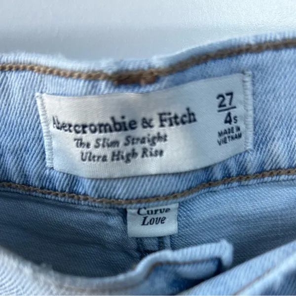 Abercrombie Curve Love Slim Straight Ultra High Rise Split Hem Size 27 Short - Image 5