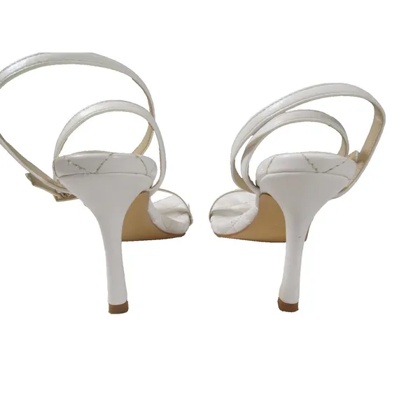 Lulus Donya White 8.5 Heels Square Open Toe Ankle Strap Sandals Pre‑Owned - Image 3