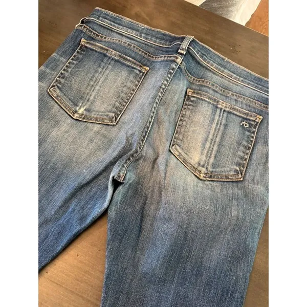 rag & bone/JEAN Distressed Skinny Jeans Size 29 Dark Wash Ripped Knees Denim - Image 6