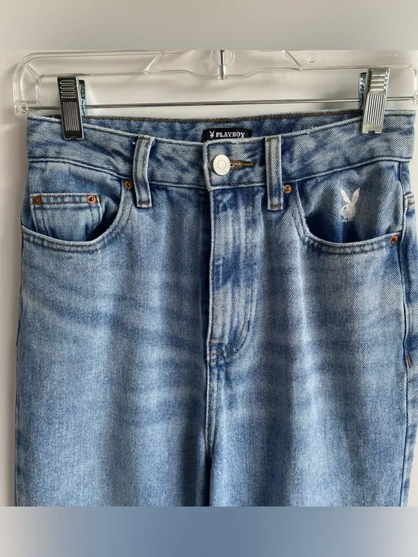 PacSun Playboy high waist straight leg back slash rainbow pocket casual jeans 25 - Image 6