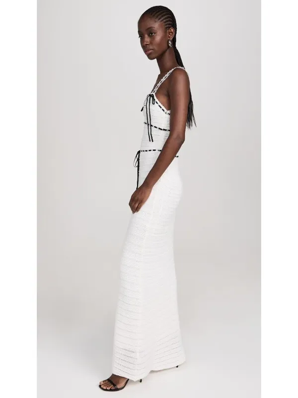 For Love & Lemons Mayfair Maxi Dress in White XSmall Womens Knit - Image 15