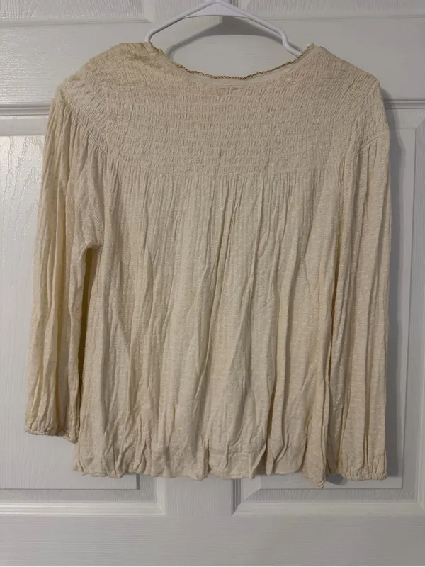 Free People Cream Tunic with Tan Embroidered Yoke - Image 5