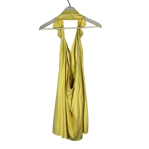 SNDYS Halter Button Front Mini Dress Butter Yellow Brunch Chic Spring Size S - Image 6