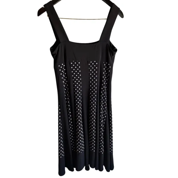 Frank Lyman Design Y2K K-pop Black and pale pink Polka Dot Midi swing Dress 6 - Image 3