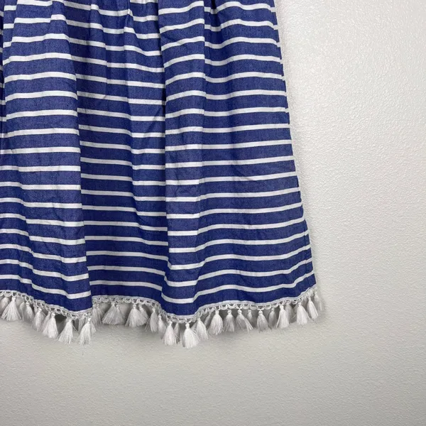 Eliza J Women Blue White Stripe Off The Shoulder Tassel Dress 6‎ - Image 5