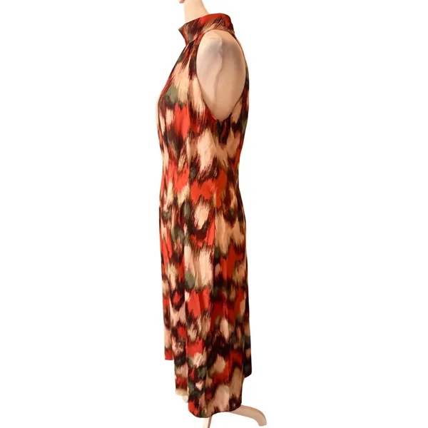 Banana Republic Halter Midi Dress Womens 6 Orange‎ Green New Abstract Ikat Print - Image 11