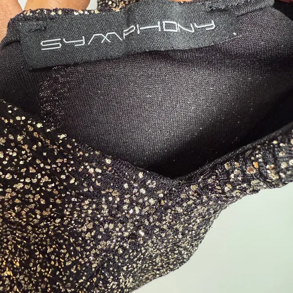 Symphony sz M black gold specked backless mini‎ party dress - Image 4