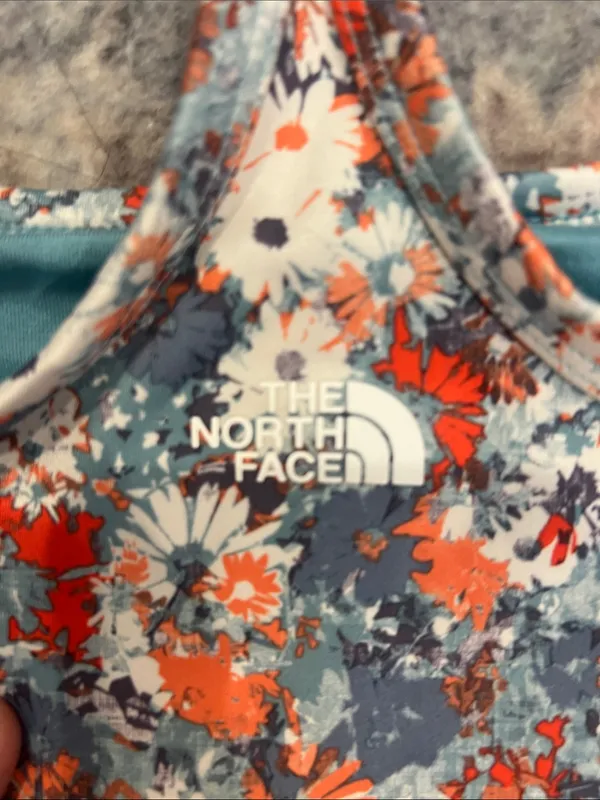 The North Face Women's Floral Racerback sports bra in Blue and Orange size M. - Image 4