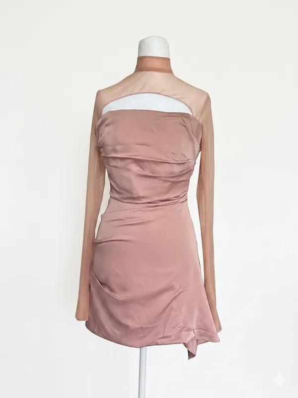 ALIAVA ALIEVA Maya Mini Dress Pink‎ Size XS NWT Cocktail Party Silk Corset Top - Image 2