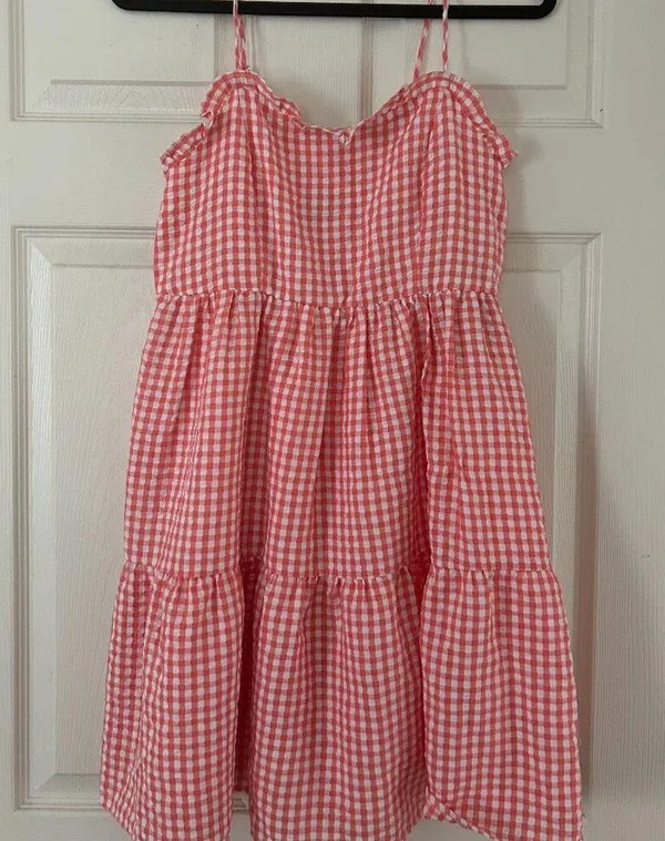 NWT Wild Fable Gingham Spaghetti Strap Mini Tiered Ruffle Dress Size Small - Image 11