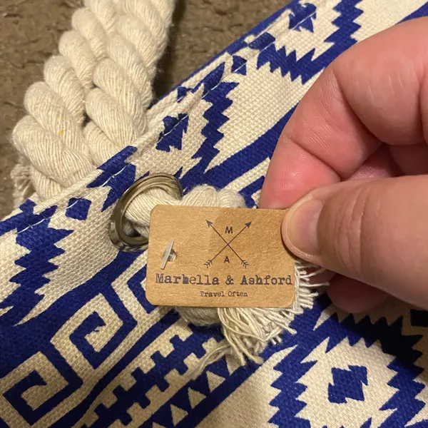 New NWT Marbella & Ashford Blue White Large Rope Handle Tote Bag‎ - Image 2