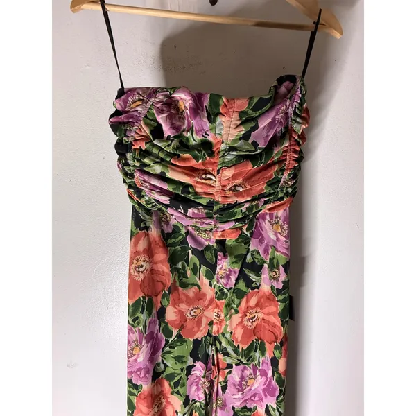 Lulus Layka Black Multi Floral Mesh‎ Wide-Leg Jumpsuit M NwT - Image 4