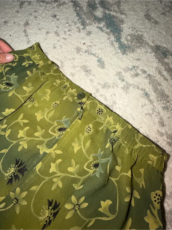 Vintage Plaza South Olive Green Floral Maxi Skirt Set Size 10 - Image 6