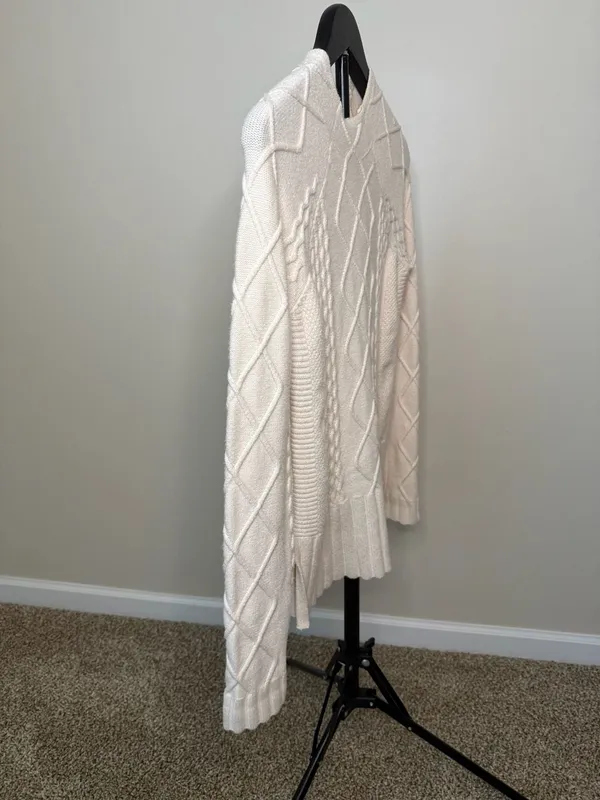 Cyrus Cream Mixed Cable‎ Knit Mock Neck Sweater Size XS - Image 4