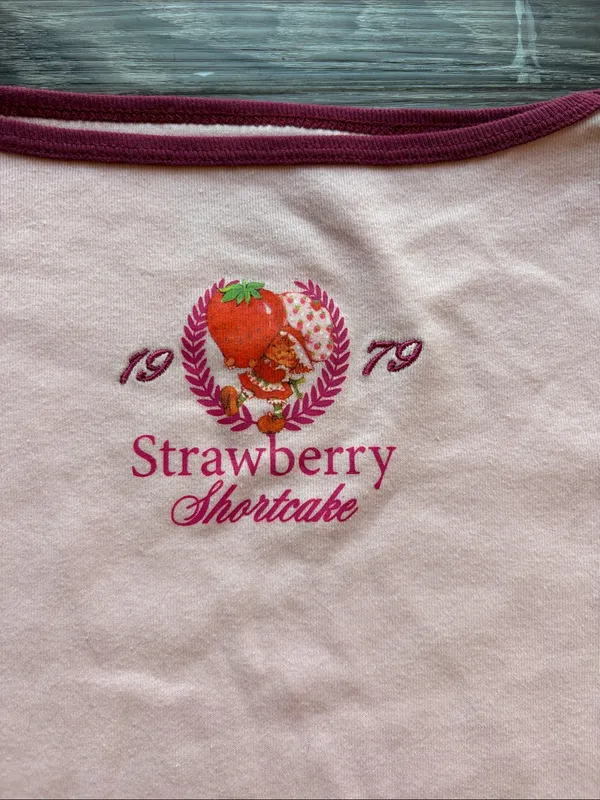 The World of Strawberry Shortcake Pink Long Sleeve Tee 1979 100% Cotton XS - Image 4