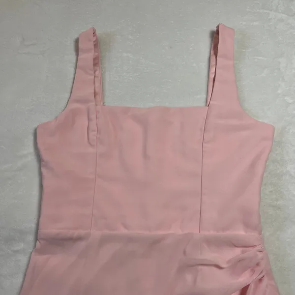 NEW Lulus Glamorous Disposition Light Pink Ruched Maxi Dress Size S Party Bridal - Image 6