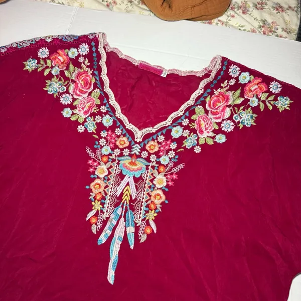Johnny Was Klarah Embroidered Contrast Blouse - Image 4