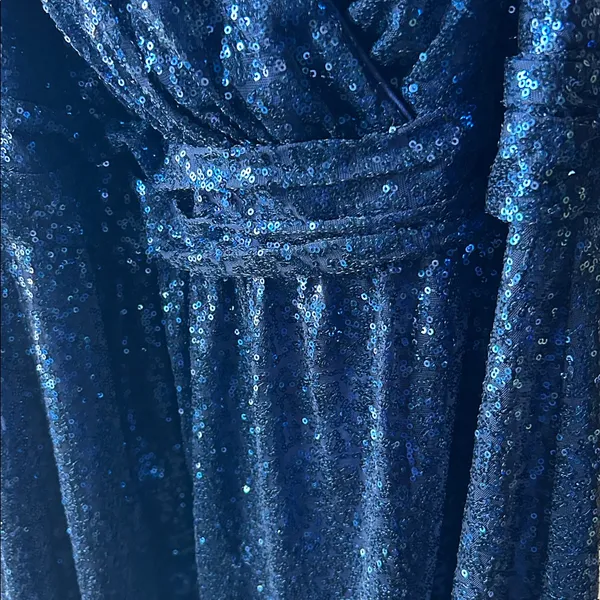 David’s Bridal Dark Blue Sequin V-Front & Back Long Dress 16 Spring‎ Wedding - Image 7