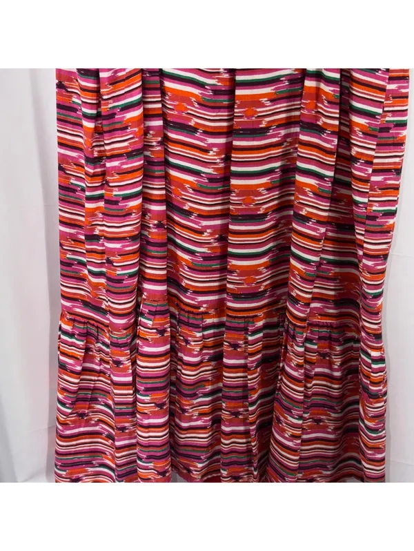 LOFT Striped Tiered Midi Dress Size 12 Pink Red - Image 11
