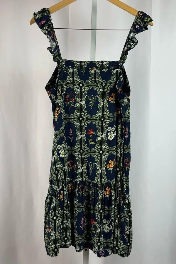 Agua Bendita Large Floral Dainty Garden Fairy Flutter Sleeve Mini Dress Boho - Image 7