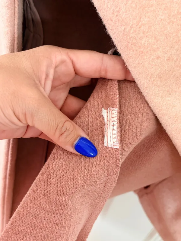 Bershka Women Blush Pink Long Coat Minimalist Quiet Luxury Two Button Overcoat Size L - Image 11