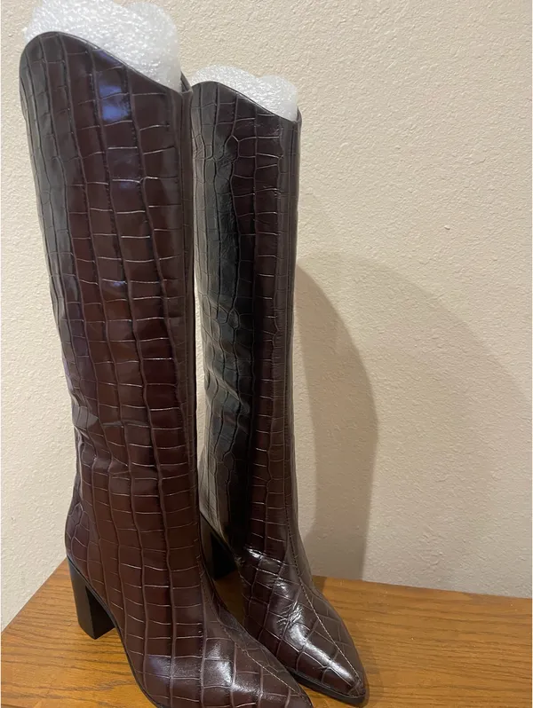 Schutz Women’s Brown Croc Boots - Size 7B - Image 2