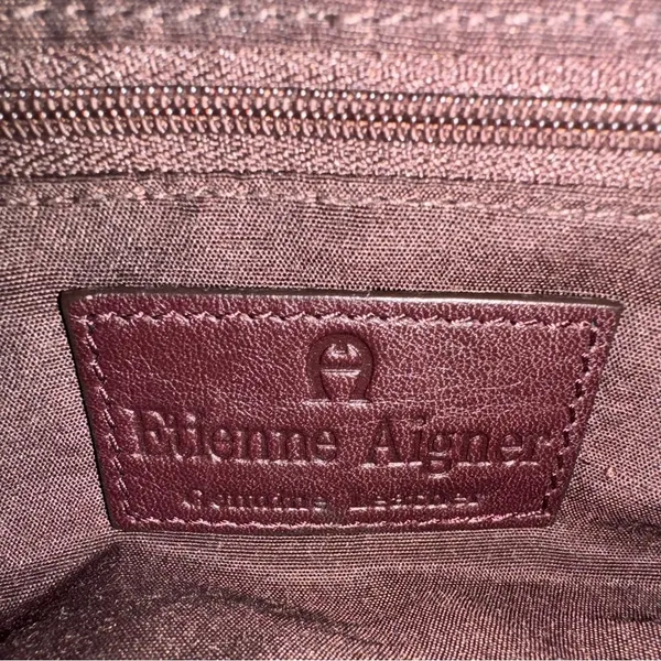 ETIENNE AIGNER Signature Classic Shoulder Bag Purse Genuine Leather Burgundy Vtg - Image 9